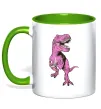Чашка с цветной ручкой Динозавр з чашкою кави Зеленый фото