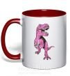 Чашка з кольоровою ручкою Динозавр с чашкой кофе Червоний фото
