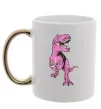 Чашка с цветной ручкой Динозавр з чашкою кави Золото фото