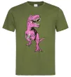 Мужская футболка Динозавр з чашкою кави Оливковый фото