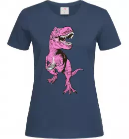 Женская футболка Динозавр з чашкою кави Темно-синий фото