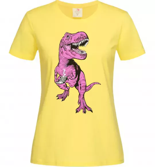 Жіноча футболка Динозавр з чашкою кави Лимонний фото