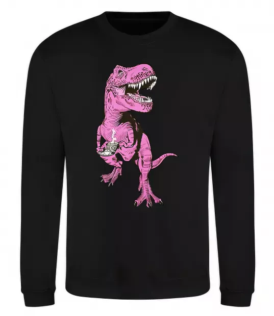 Свитшот Динозавр з чашкою кави Черный фото