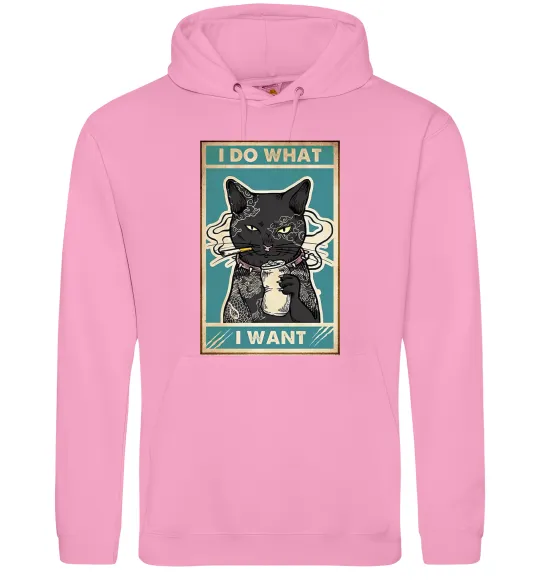 Женская толстовка (худи) Cat I do what I want Розовый фото