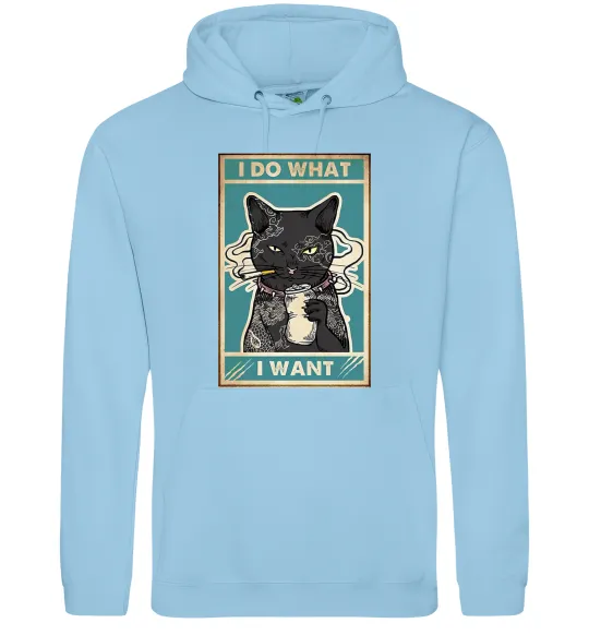 Женская толстовка (худи) Cat I do what I want Голубой фото