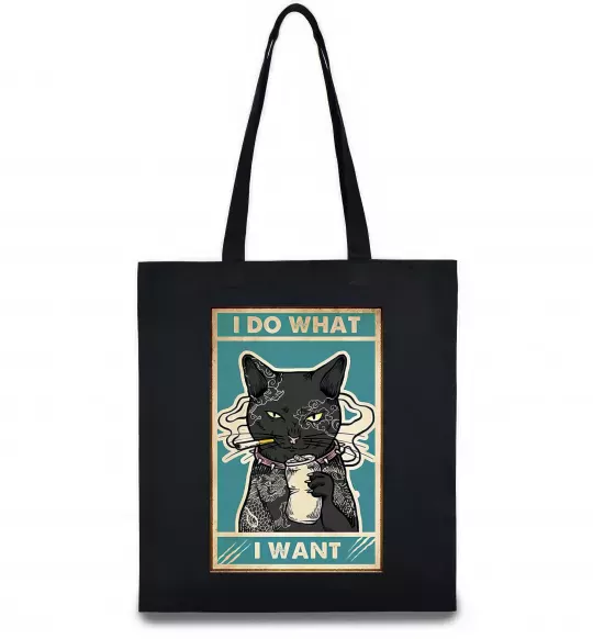 Эко-сумка Cat I do what I want Черный фото