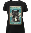 Жіноча преміум футболка Cat I do what I want Чорний фото