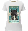 Жіноча преміум футболка Cat I do what I want Білий фото
