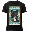 Чоловіча преміум футболка Cat I do what I want Чорний фото
