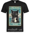 Мужская футболка Cat I do what I want Черный фото