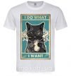 Мужская футболка Cat I do what I want Белый фото