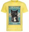 Мужская футболка Cat I do what I want Лимонный фото