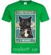 Мужская футболка Cat I do what I want Зеленый фото