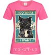 Жіноча футболка Cat I do what I want Яскраво-рожевий фото