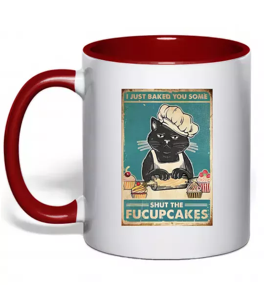 Чашка с цветной ручкой I just baked you some Красный фото