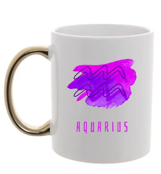 Чашка с цветной ручкой Краски водолей Золото фото