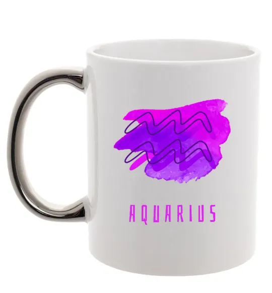 Чашка с цветной ручкой Краски водолей Серебро фото