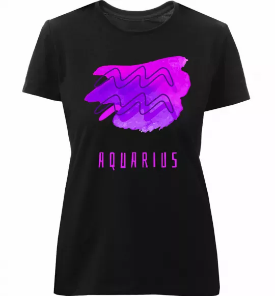 Жіноча преміум футболка Краски водолей Чорний фото