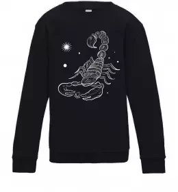 Дитячий світшот Скорпіон білий Чорний фото