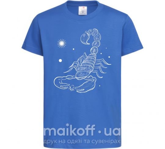 Детская футболка Скорпион белый Ярко-синий фото