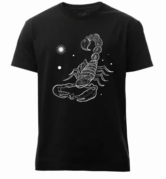 Чоловіча преміум футболка Скорпіон білий Чорний фото