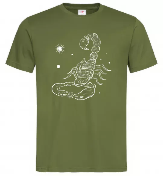 Чоловіча футболка Скорпіон білий Оливковий фото