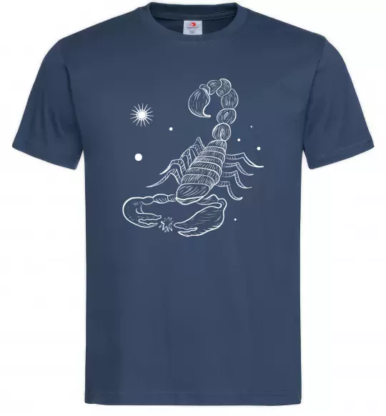 Чоловіча футболка Скорпіон білий Темно-синій фото