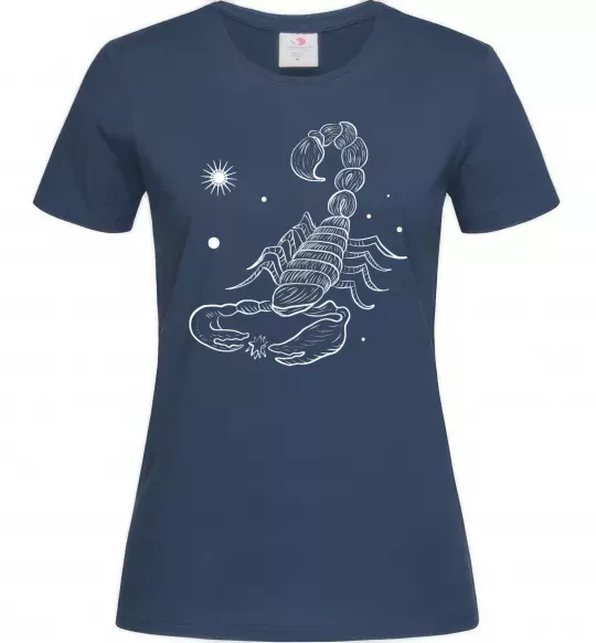 Женская футболка Скорпіон білий Темно-синий фото