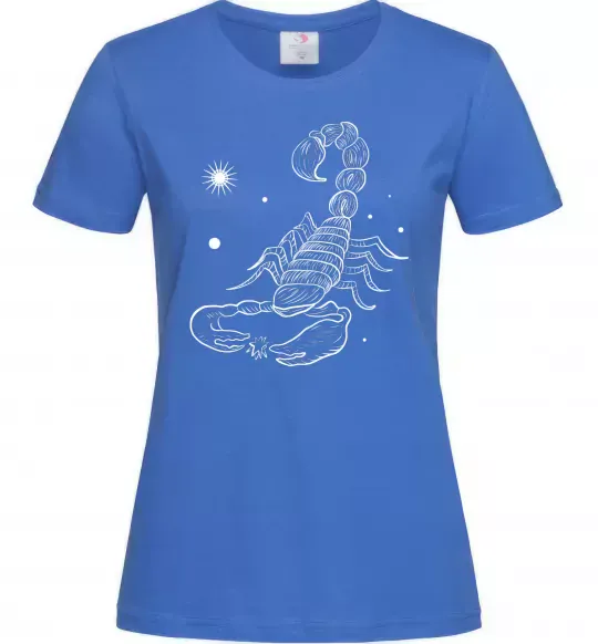 Женская футболка Скорпіон білий Ярко-синий фото