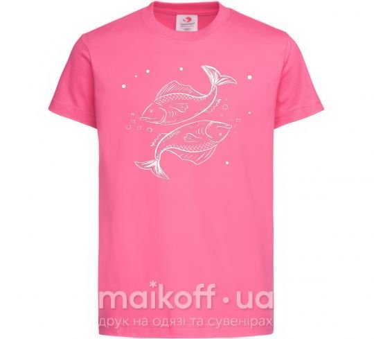 Дитяча футболка Рыбы белые Яскраво-рожевий фото