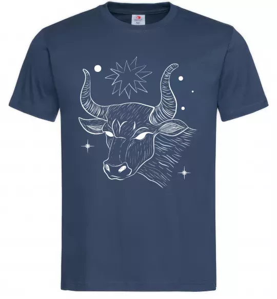 Чоловіча футболка Телець білий Темно-синій фото