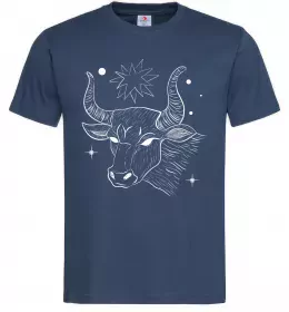 Мужская футболка Телець білий Темно-синий фото