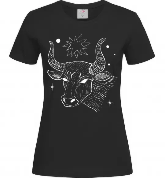 Жіноча футболка Телець білий Чорний фото