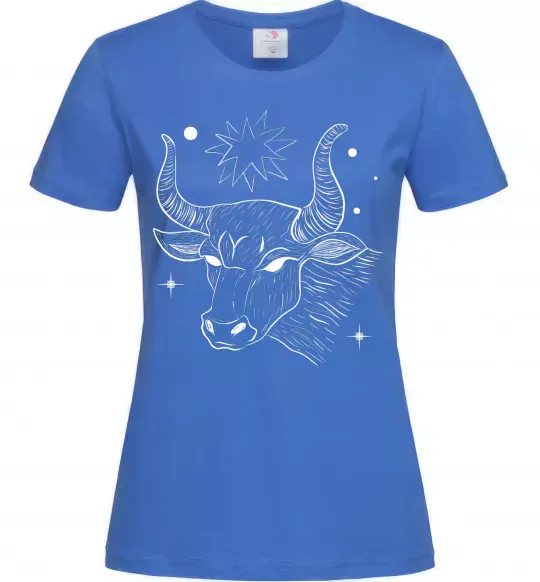Жіноча футболка Телець білий Яскраво-синій фото
