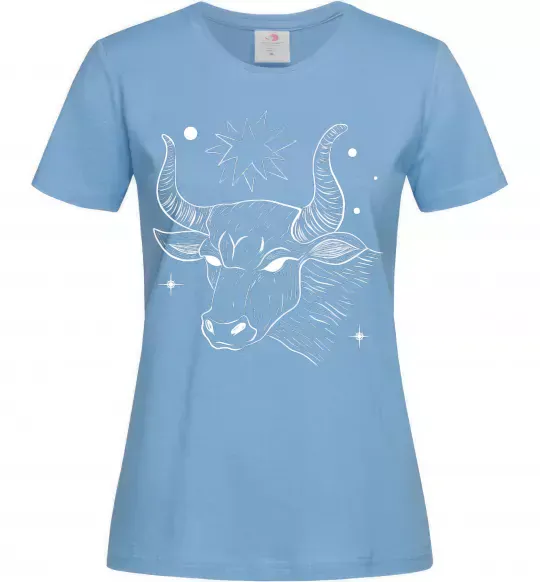 Жіноча футболка Телець білий Блакитний фото