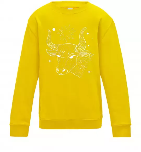 Дитячий світшот Телець білий Сонячно жовтий фото