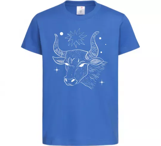 Детская футболка Телець білий Ярко-синий фото