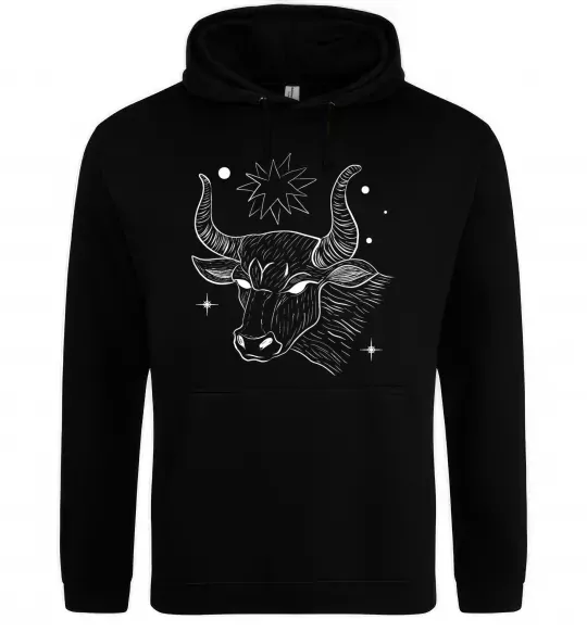 Мужская толстовка (худи) Телець білий Черный фото