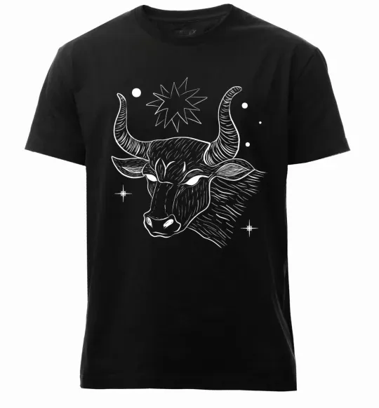 Мужская премиум футболка Телець білий Черный фото