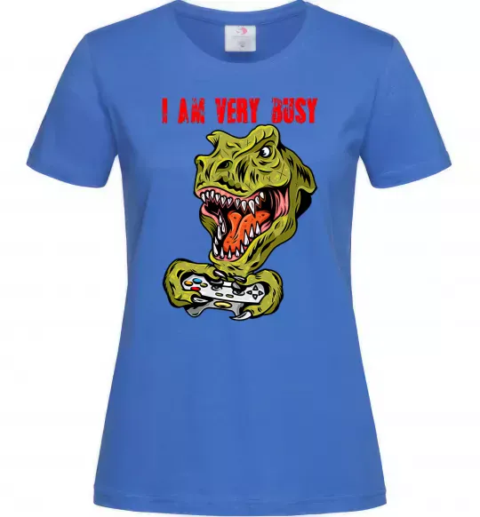 Жіноча футболка I'm very busy Яскраво-синій фото
