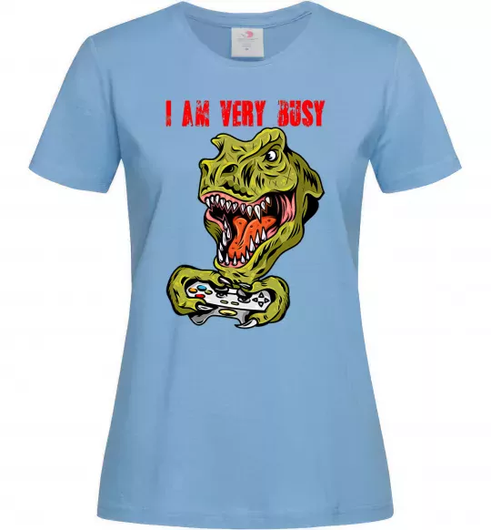 Жіноча футболка I'm very busy Блакитний фото
