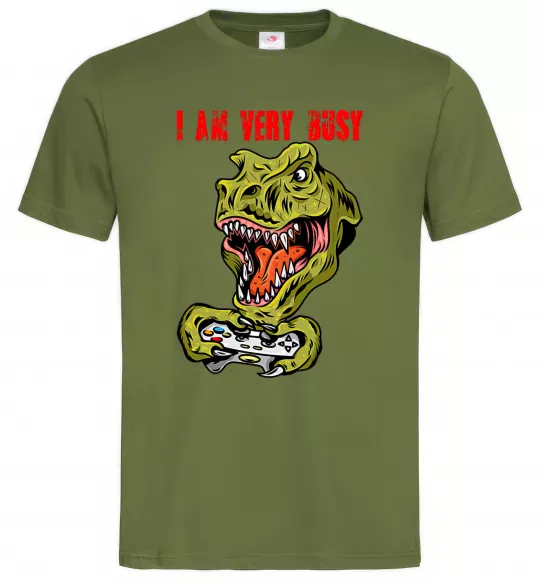 Мужская футболка I'm very busy Оливковый фото