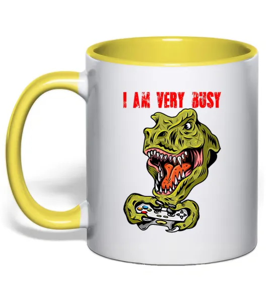 Чашка с цветной ручкой I'm very busy Лимонный фото