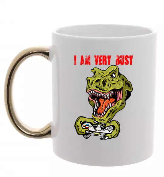 Чашка с цветной ручкой I'm very busy Золото фото