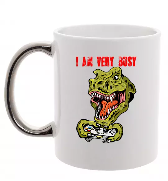 Чашка с цветной ручкой I'm very busy Серебро фото