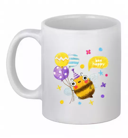 Чашка керамічна Bee happy Білий фото