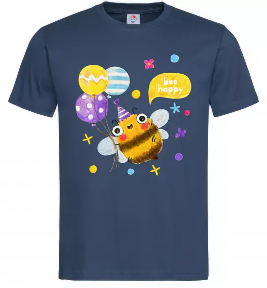 Мужская футболка Bee happy Темно-синий фото