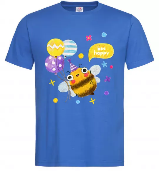 Мужская футболка Bee happy Ярко-синий фото