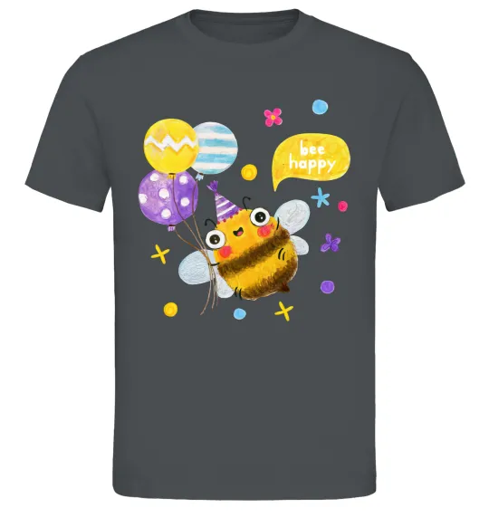 Мужская футболка Bee happy Графит фото