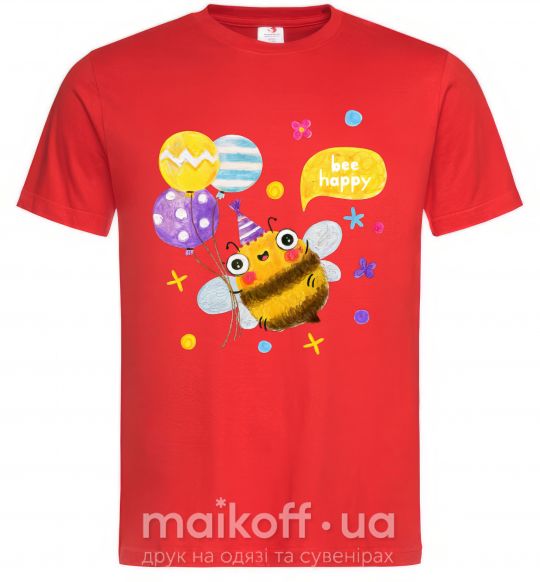 Мужская футболка Bee happy Красный фото